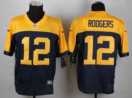 Nike Packers #12 Aaron Rodgers Navy Blue Alternate Men's Stitched NFL New Elite Jersey - Click Image to Close